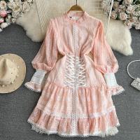 Chiffon Waist-controlled One-piece Dress slimming Solid PC