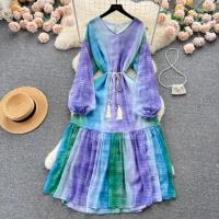 Polyester Waist-controlled & Soft & long style One-piece Dress printed : PC
