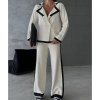 Polyester Women Casual Set two piece & loose Long Trousers & sweater : Set