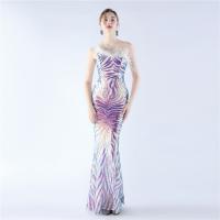 Sequin & Polyester Slim Long Evening Dress & One Shoulder embroidered PC