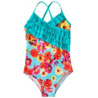 Polyester scallop One-piece Swimsuit patchwork PC