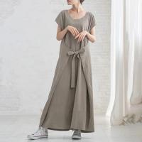 Cotton Slim Long Evening Dress large hem design patchwork Solid : PC