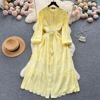 Polyester long style One-piece Dress slimming & hollow crochet floral : PC