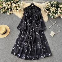Polyester long style One-piece Dress slimming printed shivering : PC