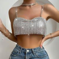 Metal Camisole midriff-baring & backless & off shoulder Solid silver PC