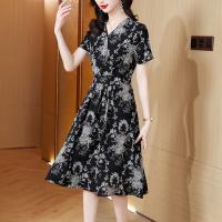 Regenerated Cellulose Fiber Plus Size One-piece Dress slimming patchwork shivering PC