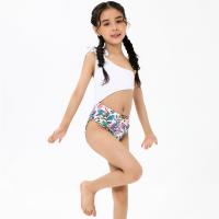 Polyamide & Polyester Girl Kids One-piece Swimsuit & hollow printed white PC