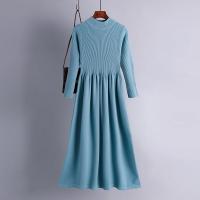 Core-spun Yarn Waist-controlled Autumn and Winter Dress large hem design & slimming Solid : PC