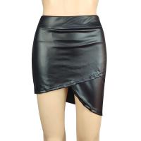PU Leather & Polyester Sheath Skirt irregular Solid black PC