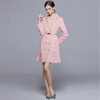 Polyester Waist-controlled & Slim One-piece Dress deep V Solid pink PC