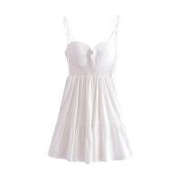 Cotton Slim Slip Dress backless patchwork Solid white PC