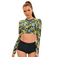 Polyester Tankinis Set & two piece & skinny style printed leaf pattern green Set