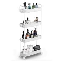 Metal & Plastic four layers Shelf with pulley white PC