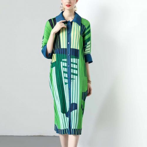 Polyester Soft One-piece Dress mid-long style & loose printed mixed pattern : PC