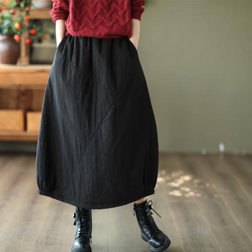 Cotton Maxi Skirt slimming & thicken patchwork Solid : PC