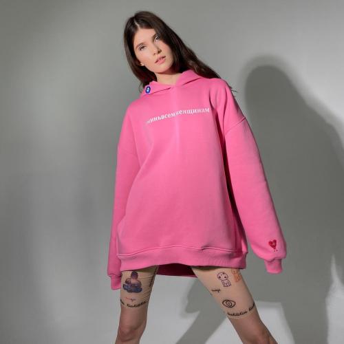 Cotton With Siamese Cap Women Sweatshirts slimming & loose Solid pink PC
