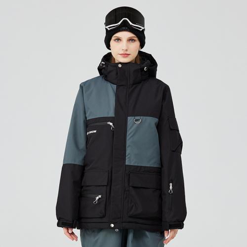 Polyester windproof Women Sport Coat thicken & waterproof & thermal patchwork PC