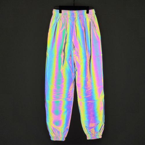 Polyester reflective Men Casual Pants & unisex Solid black PC