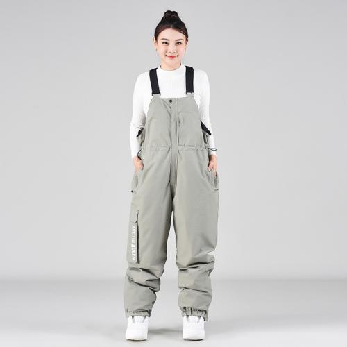 Polyester Women Suspender Trousers & waterproof & thermal & unisex patchwork PC