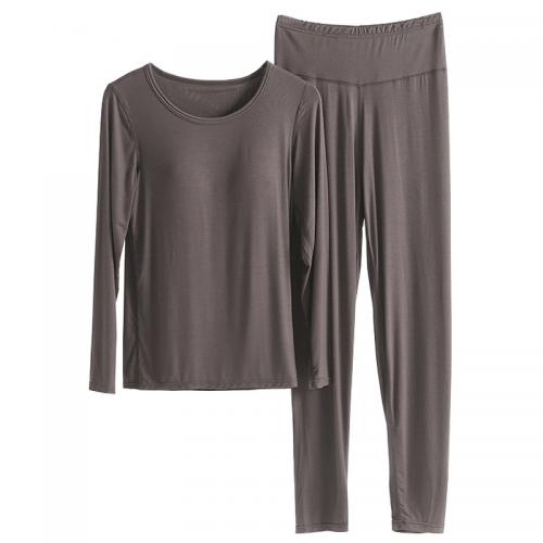 Modal Women Pajama Set & two piece & padded Pants & top Solid Set
