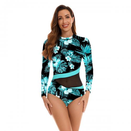 Polyester Quick Dry One-piece Swimsuit & skinny style printed floral PC