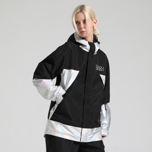 Polyester windproof Women Sport Coat & waterproof & thermal patchwork PC