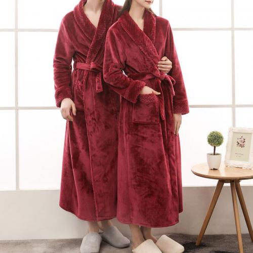 Polyester Couple Robe thicken plain dyed Solid PC