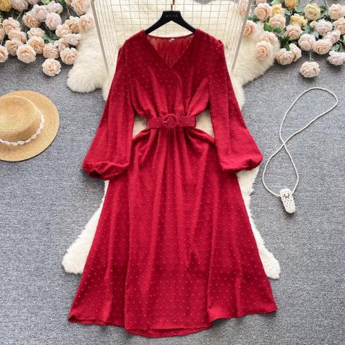 Polyester Waist-controlled & Soft & long style One-piece Dress loose Solid : PC