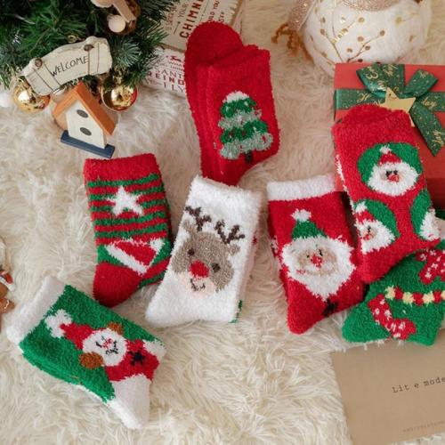 Polyester Short Tube Socks christmas design & thermal printed : Pair