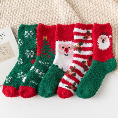 Acrylic Short Tube Socks christmas design & sweat absorption & thermal printed mixed colors : Bag