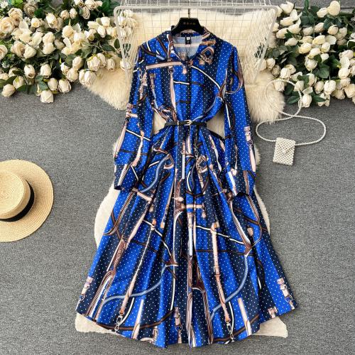 Polyester Waist-controlled One-piece Dress & breathable blue PC
