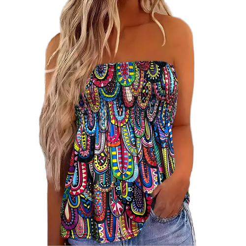 Polyester Slim Tube Top printed mixed colors PC