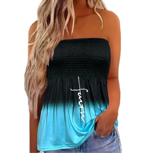Polyester Slim Tube Top printed black and blue PC
