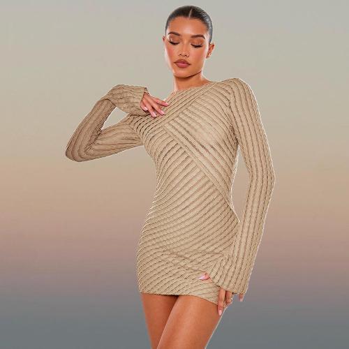 Knitted Waist-controlled Sexy Package Hip Dresses slimming & skinny style Solid PC