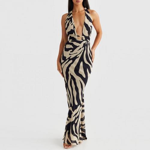 Polyester Sexy Package Hip Dresses backless & hollow printed PC
