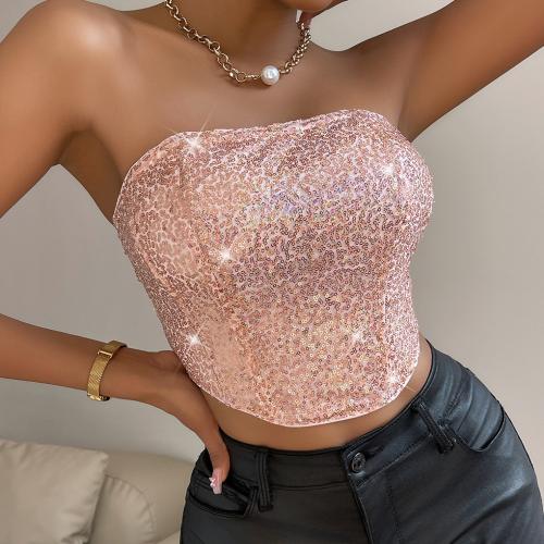 Polyester Tube Top midriff-baring & skinny pink PC
