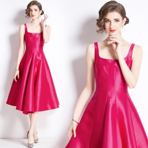 Polyester Waist-controlled One-piece Dress red PC