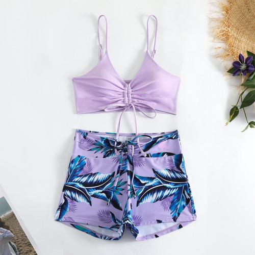 Polyester Tankinis Set flexible & two piece & breathable printed floral Set