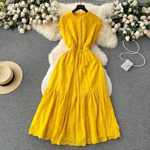 Polyester Waist-controlled & Soft One-piece Dress breathable Solid : PC