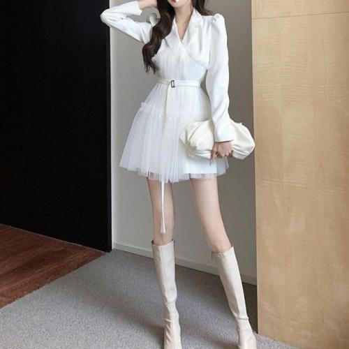 Polyester Slim & Ball Gown One-piece Dress patchwork PC