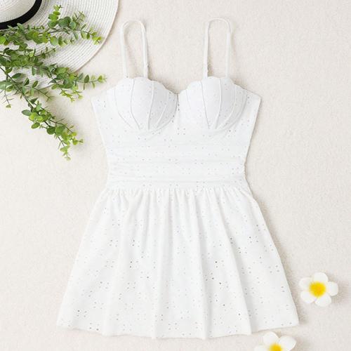 Polyamide & Polyester One-piece Swimsuit slimming & hollow printed white PC