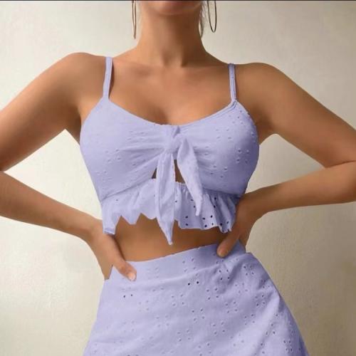 Polyamide & Polyester Bikini slimming & backless & three piece patchwork floral Set