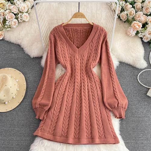 Polyester Waist-controlled Sweater Dress breathable : PC