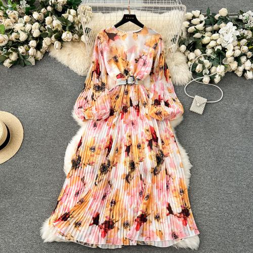 Chiffon Waist-controlled One-piece Dress breathable : PC