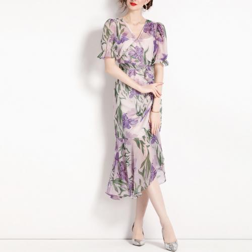Chiffon Waist-controlled One-piece Dress & breathable shivering PC