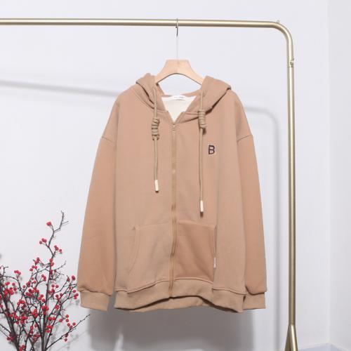 Polyester & Cotton Women Coat fleece & loose embroidered letter : PC