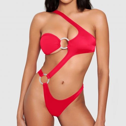 Polyamide & Polyester Monokini slimming & backless & One Shoulder patchwork PC