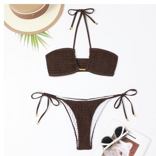 Polyester Bikini slimming & two piece jacquard coffee Set