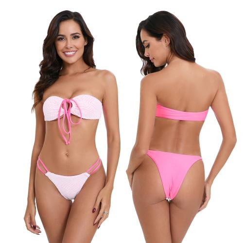Polyester Bikini & two piece & tube & skinny style pink Set