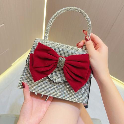 Flannelette & Polyester Easy Matching Clutch Bag with rhinestone bowknot pattern PC